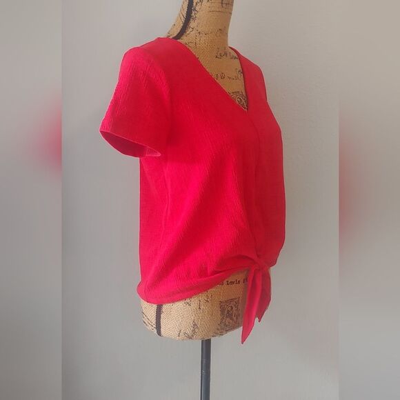 J. Crew Textured Short Sleeve Top w Tie Front Sz S - Picture 4 of 9